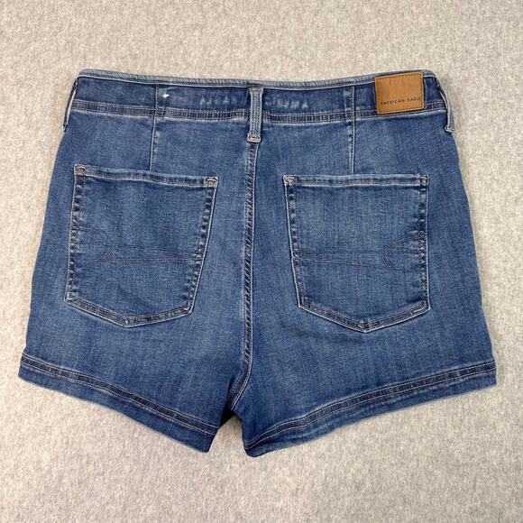 American Eagle Denim Shorts Blue Womens Size 12 Super Hi-Rise Shortie Button Fly - Picture 3 of 8
